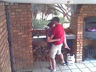 Spycam cc tv self catering accomodation couple baise sur avant porch de nature réserve