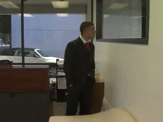 Big beautiful ass gets fucked hard by two office