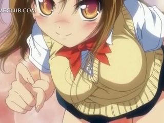 Blonde horny hentai babe teasing cock with a