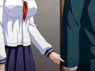 Anime dziewczyna w uniform blowing duży kutas