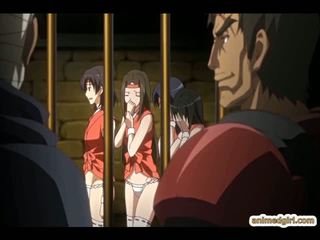 Japanese anime cuties gangbang in the jail