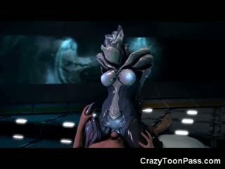 3D Creepy Alien Girl Rides Human Dick!