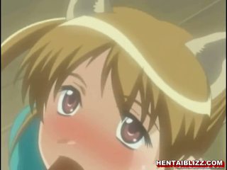 All tied up hentai with clothespins on her tounge gets brutally pumped