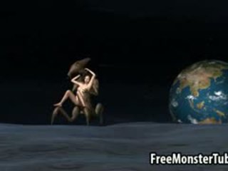 3D Babe Fucked On The Moon By An Alien Monster