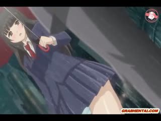 Japanese Anime Schoolgirl Gets Squeezing Her Tits And Finger