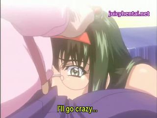 Anime brunette gets drilled with big dildos