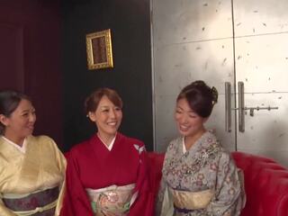 Reiko Kobayakawa along with Akari Asagiri and an additional friend sit around and admire their fashionable Meiji Era kimonos