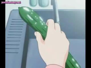 Hentai masturbating with a carrot